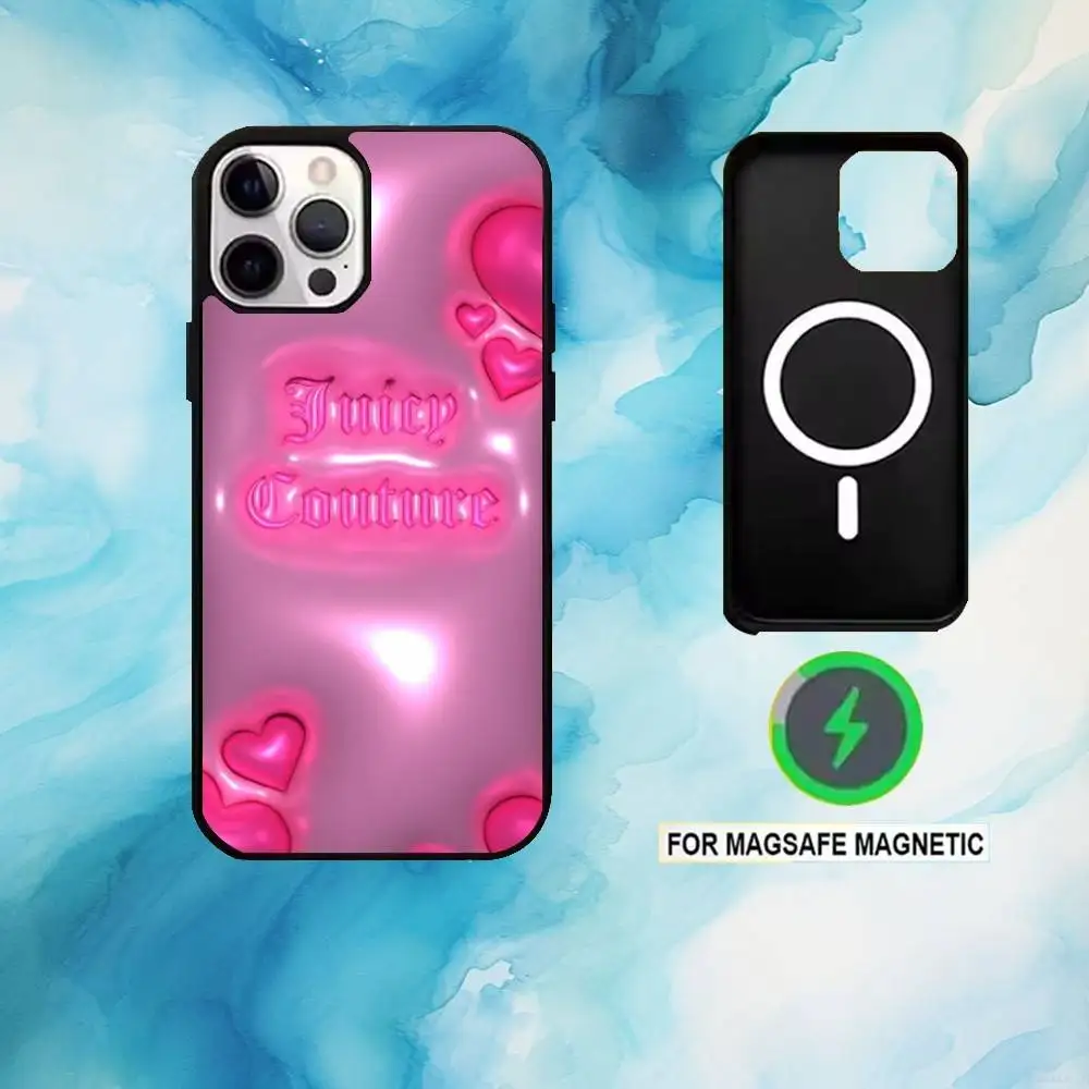 Etui na telefon Juicy Couture z motywem panterki, tapeta, do iPhone 17, 16, 15, 14, 13, 12, 11 Plus, Pro Max, magnetyczne, kompatybilne z ładowaniem bezprzewodowym MagSafe