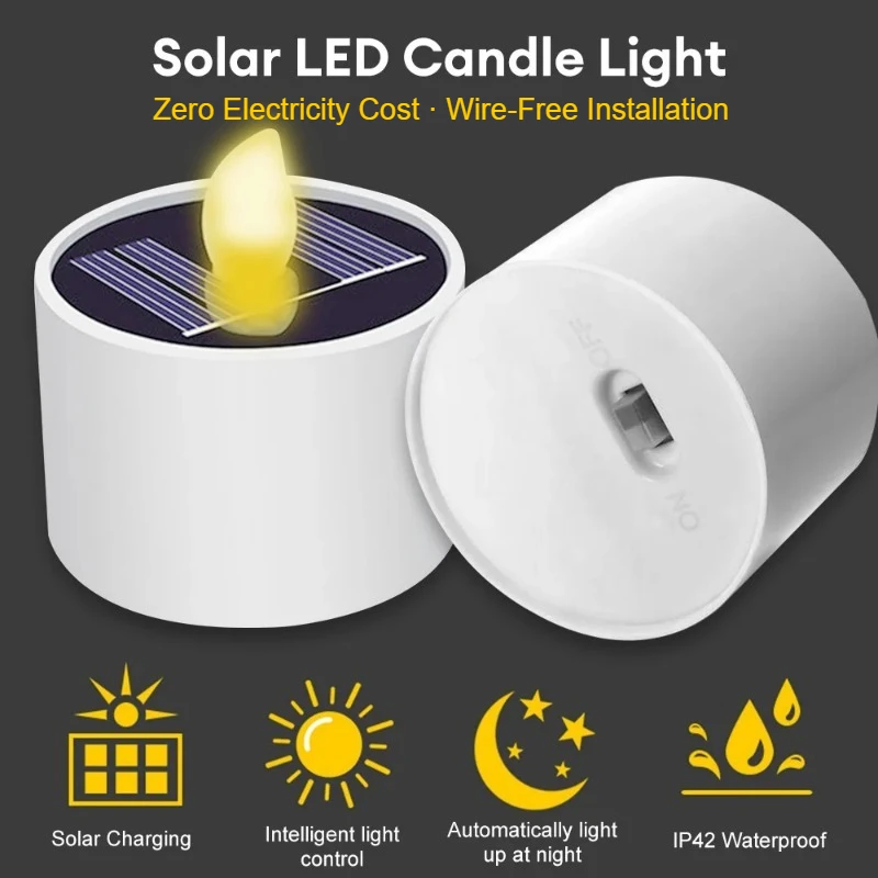 에너지 효율적인 태양광 티라이트 LED 깜박이는 불꽃 효과 방수 야외 조명 파티 웨딩 장식용