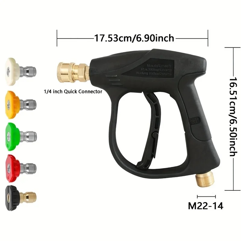 1Pcs Aluminium High Pressure Washer Gun 5Pcs Connectors Set Portable Fan Shaped Water Gun Car Cleaning Tool