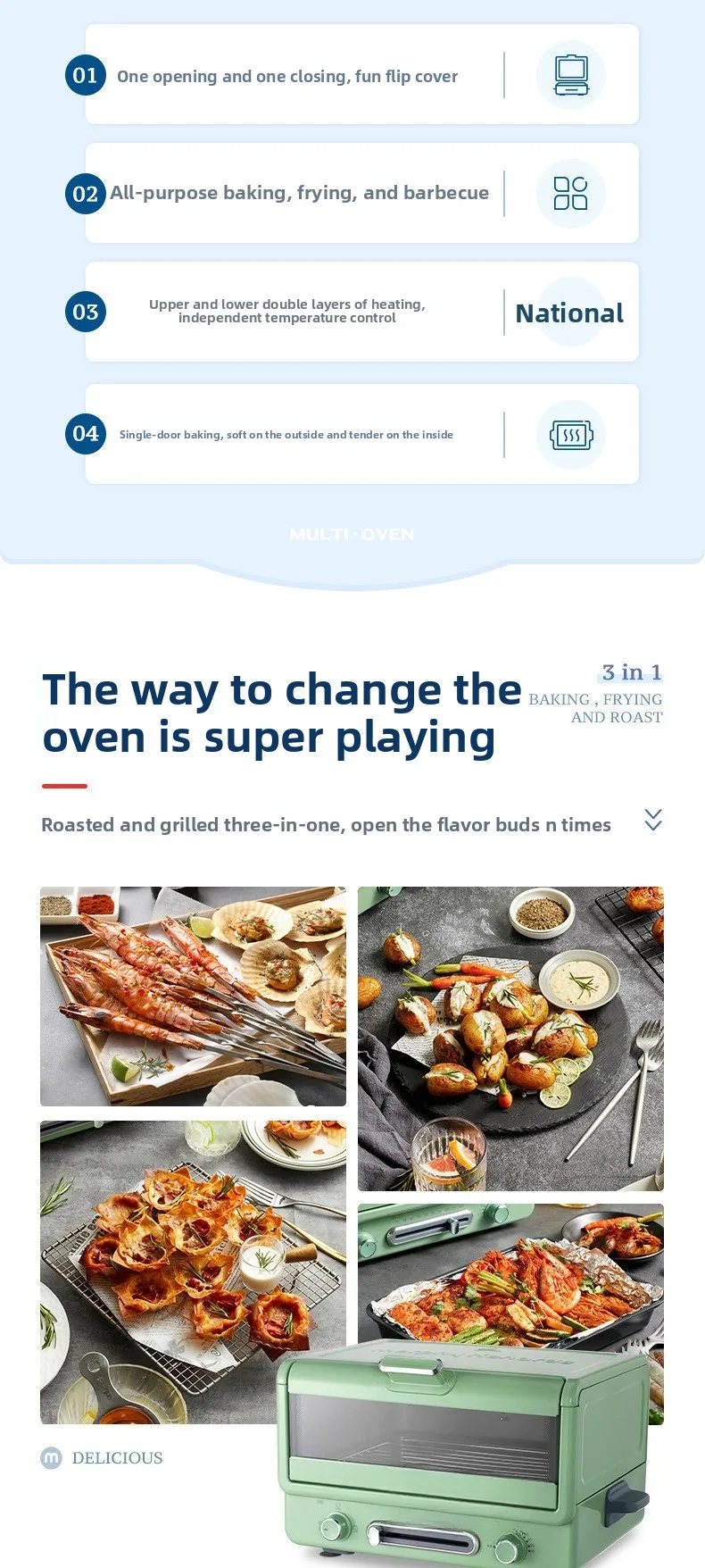 MR8800 Household Large Capacity Independent Temperature Control Multifunctional Integrated BBQ Machine