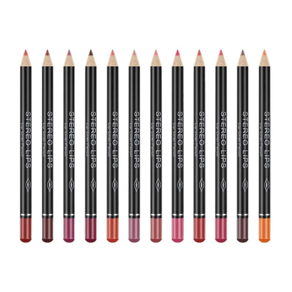 12Pcs Waterproof Lip Liner Pencil Premium Long Wear Makeup Lip Pen Prevent Bleeding Define Lips Enhance Shape Natural Finish