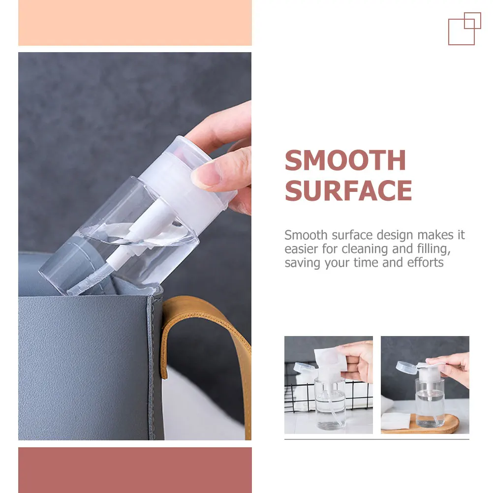 

2pcs Skincare Dispenser Bottle Liquid Storage Bottle Push Down Pump For Nail Polish Remover Alcohol Leak