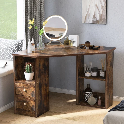 L-Computer desk Corner wooden study table with large storage cooling and adjustable functions for home office or living room