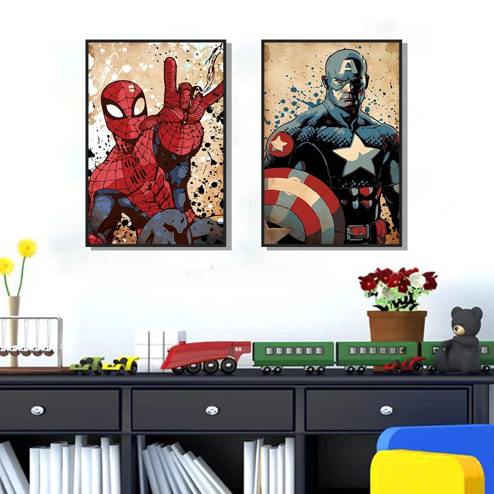 HOT Toys Spider Man Canvas Poster Marvel Hero Decor Iron Man Batman Hulk Mural Modern Home Decoration Gift