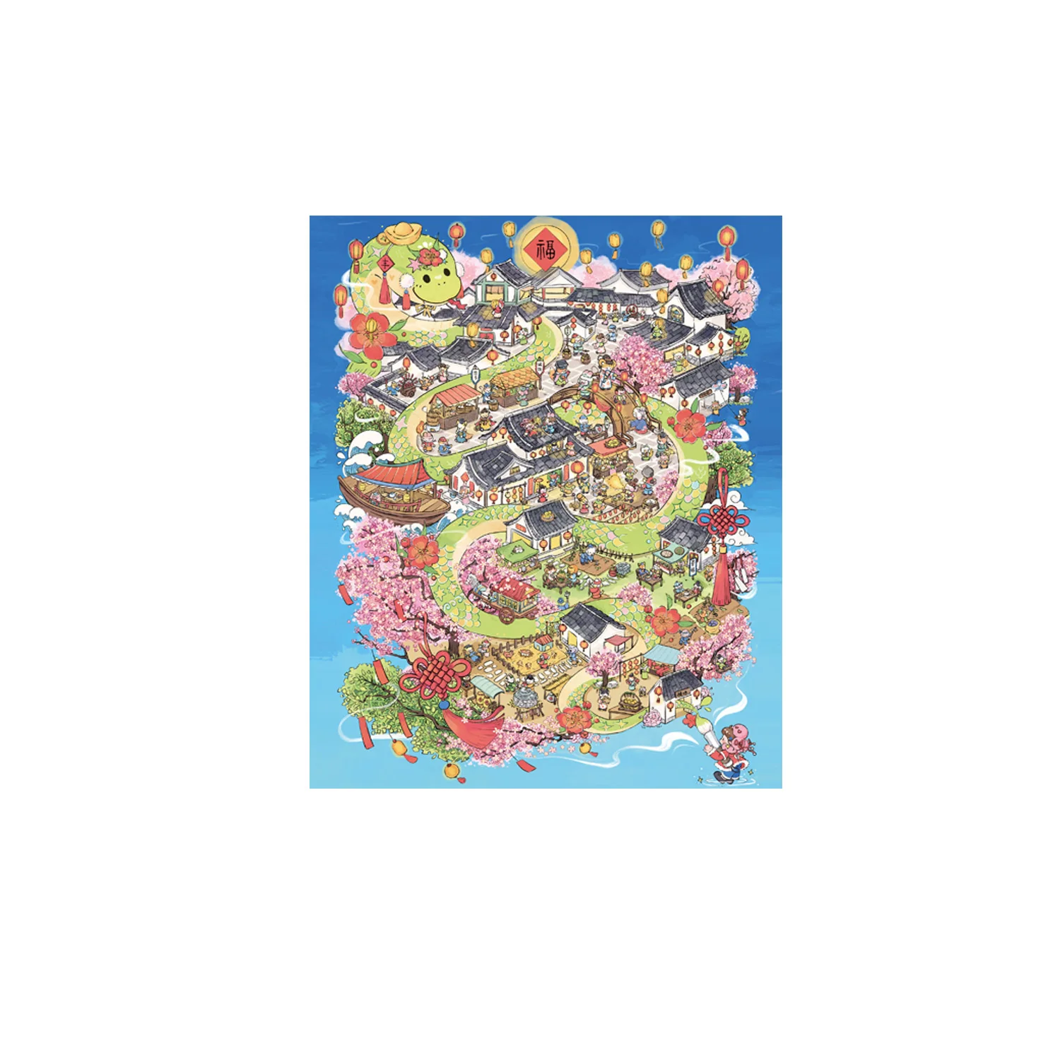 

Black Bag 5.0 "Lucky Snake Blessing" Ancient Style Story Miniature Scene Stickers, Creative 3D Scene Decals, DIY Collage Materia