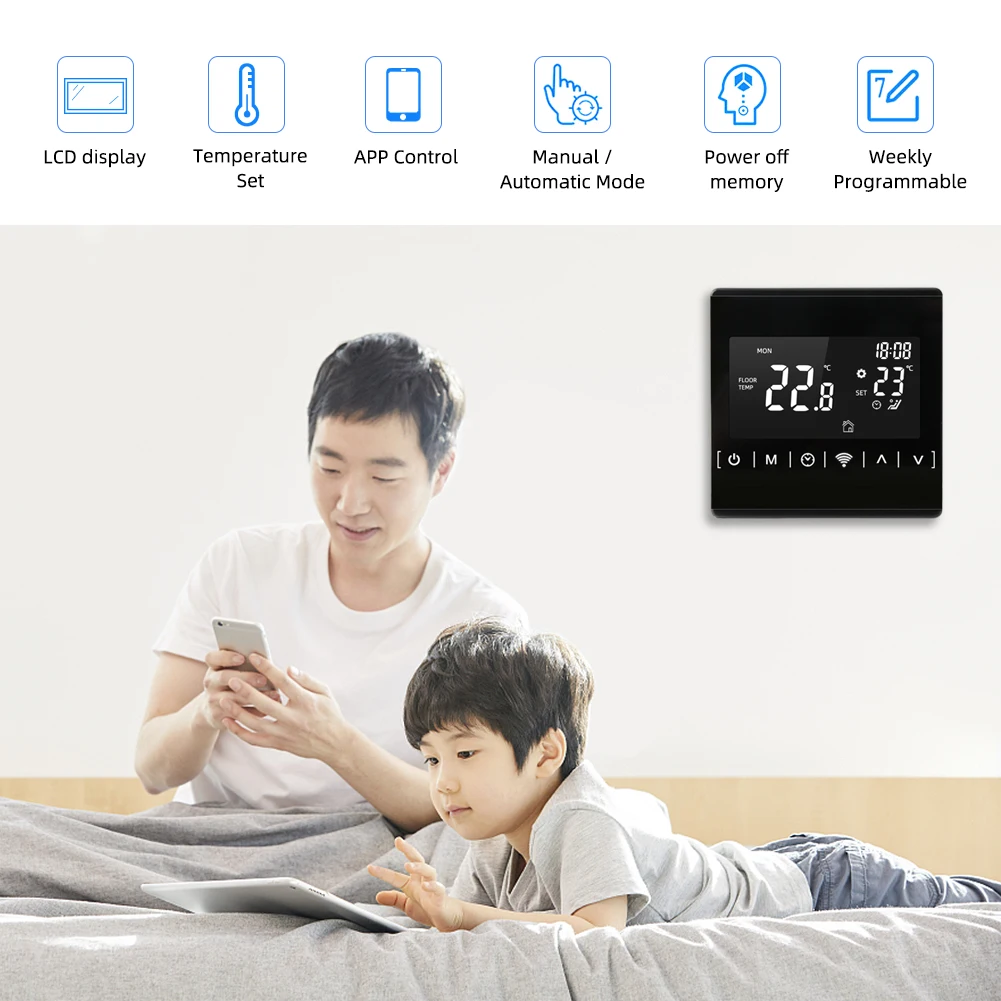 WiFi Smart Thermoregulator Heating Floor Thermostat Tuya Control Touch Screen Electric Warm Temperature Controller Room Heater