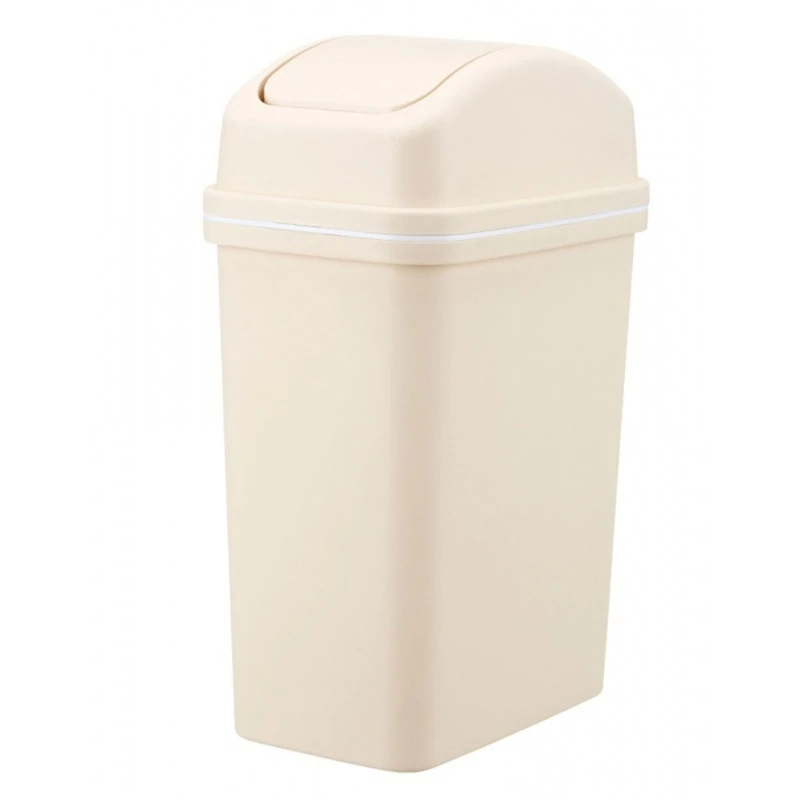 Trash Can Easy Swing Lid Trash Container, Spacious Odor Resistant Garbage Bin Dropship