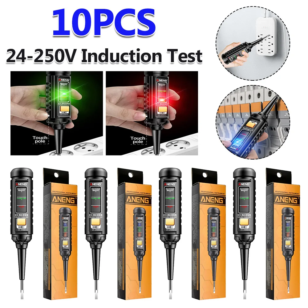 

10PCS 24-250V Induction Test Pen Highlight Color Light Electrician Screwdriver NCV Pocket Tester Pen Voltage Test Pen Tools