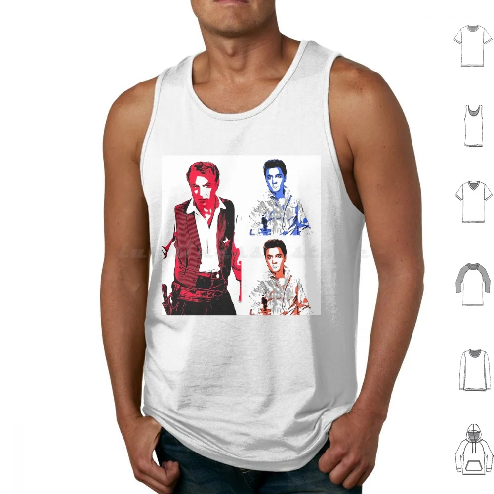 Coop Vs Charro Trilogy Pop Art Tank Tops Print Cotton Charro Elvis Cinema Legends Western Movies Cooper Comic Art West