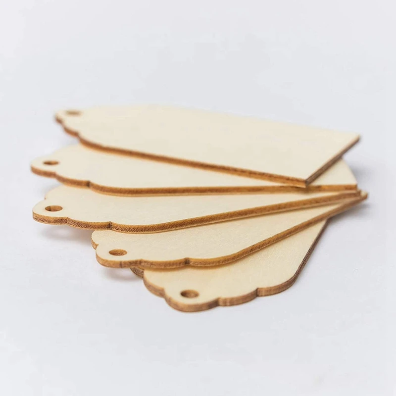 50Pcs Mini Wooden Tag,Unfinished Hanging Wooden Tag With Hole DIY Christmas Holiday Decoration