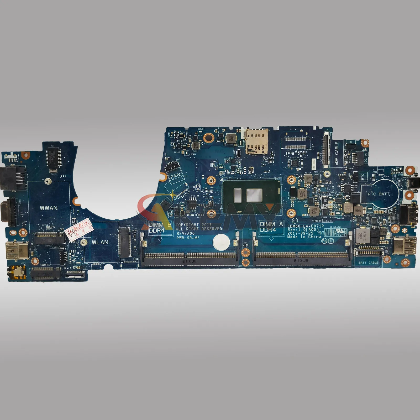 CDM60 LA-E071P para la placa base del ordenador portátil Dell LATITUDE 5280 5288 con CPU i3 i5 i7 7th Gen CN-04T711 CN-03Y392 MMMK9 100% probado OK
