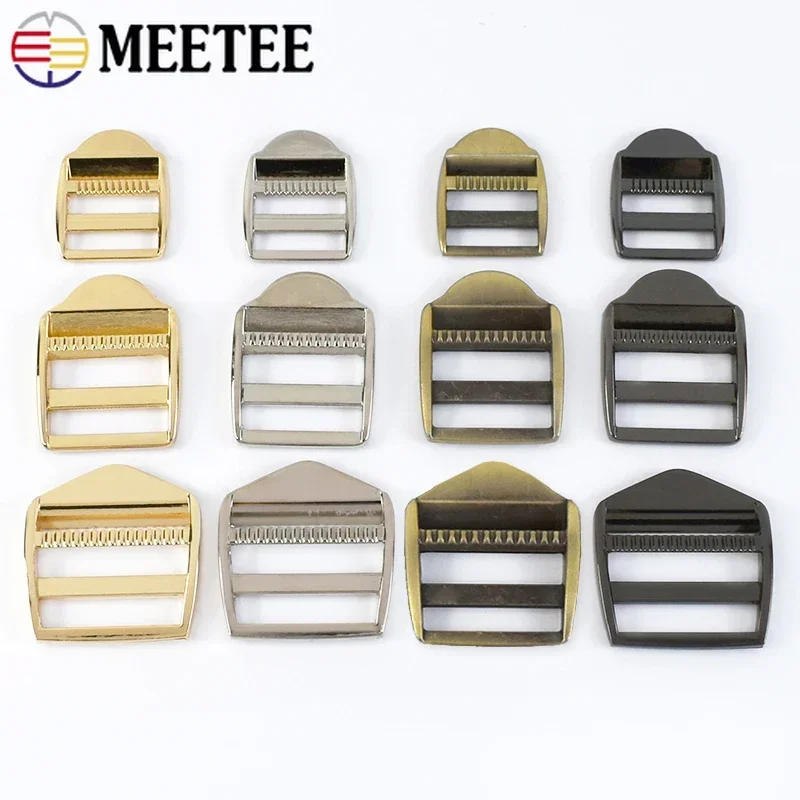 2/4Pcs Meetee 20/25/31/38mm Metal Backpack Adjust Buckle Clothing Webbbing Slider Tri-Glide Clasp Bag Strap Belt Decor Hook Ring