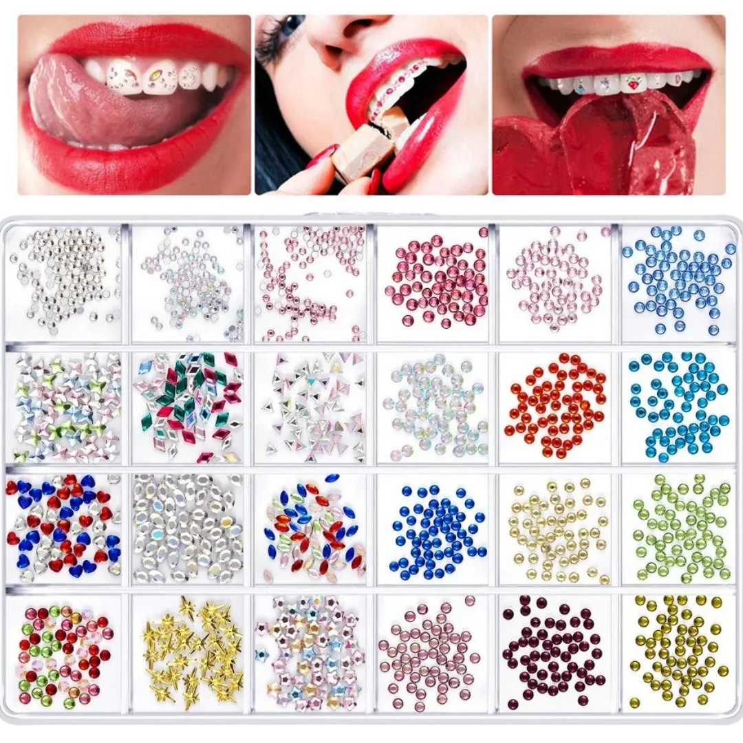 Kit de pierres précieuses dentaires, différentes formes, bijoux à la mode, décoration dentaire personnalisée pour filles et garçons, décor de fête, 1350 pièces