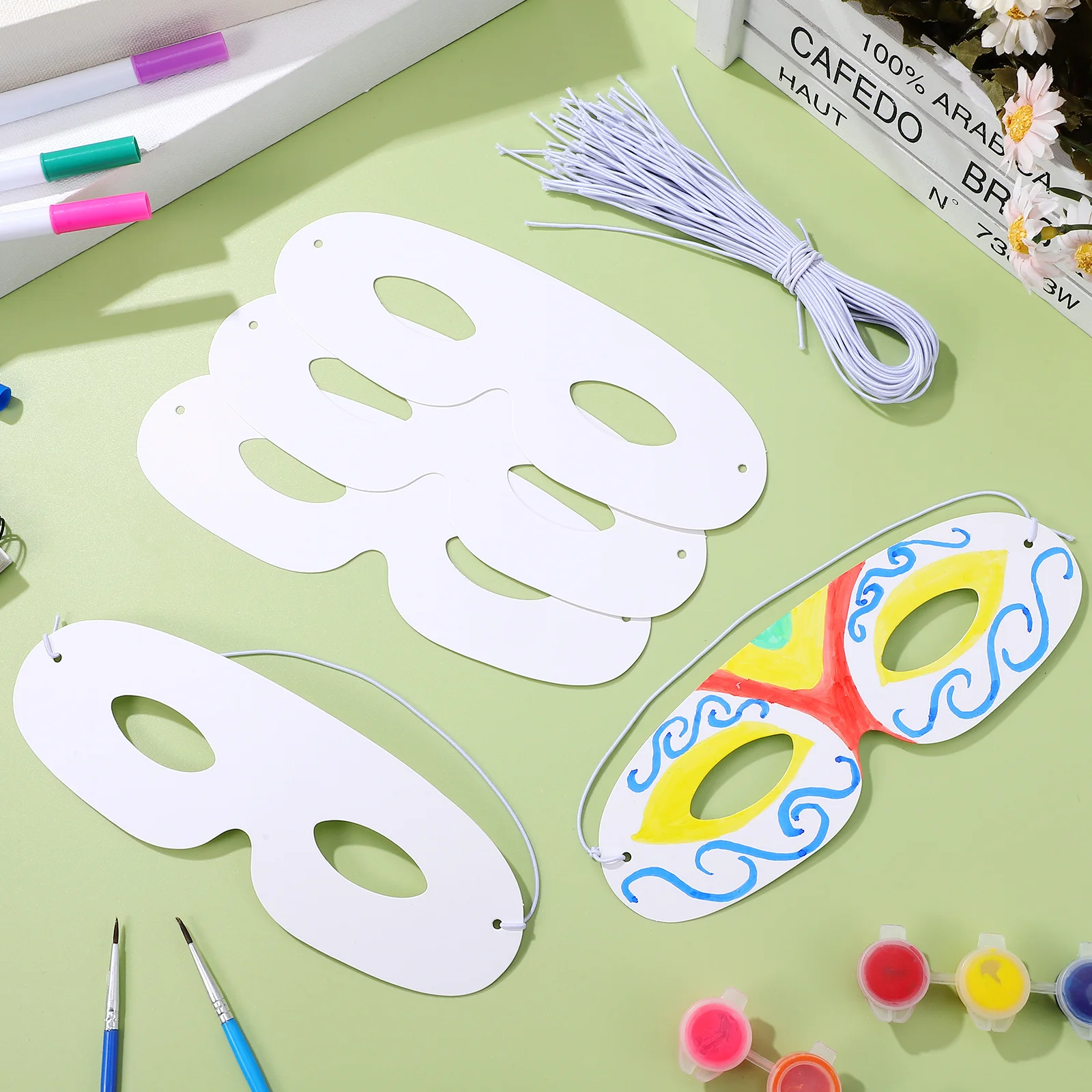 White DIY Paper Pulp Masks 40 Sets for Halloween Costume Party Craft Unpainted Hand Painted Masquerade Mardi Gras Decoration