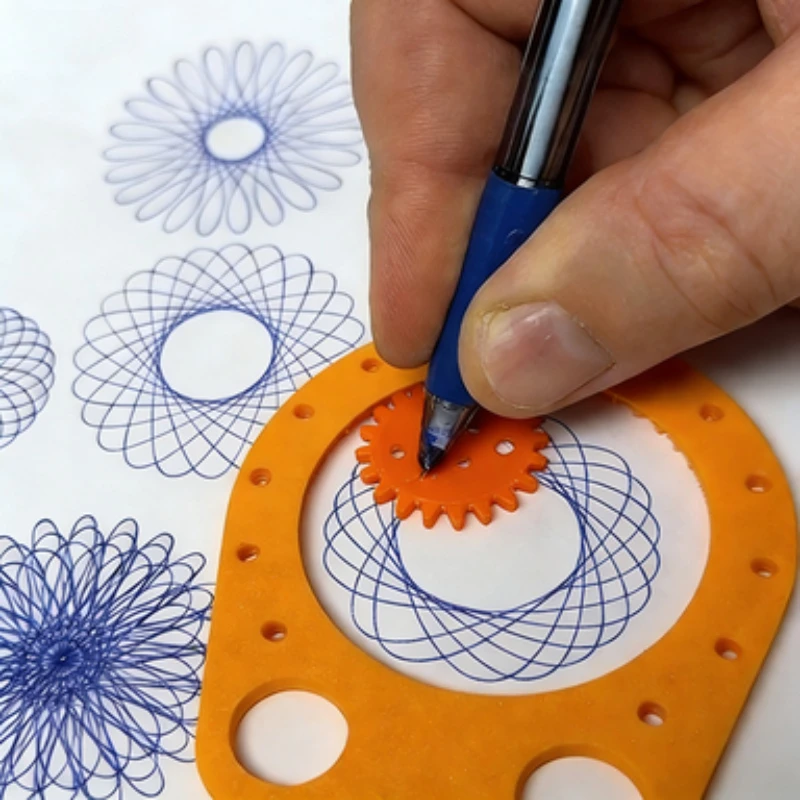 3Pcs Rotatable Gear Drawing Ruler Create Various Curves & Flower Patterns Portable Mandala Art Tool for DIY Hand Account