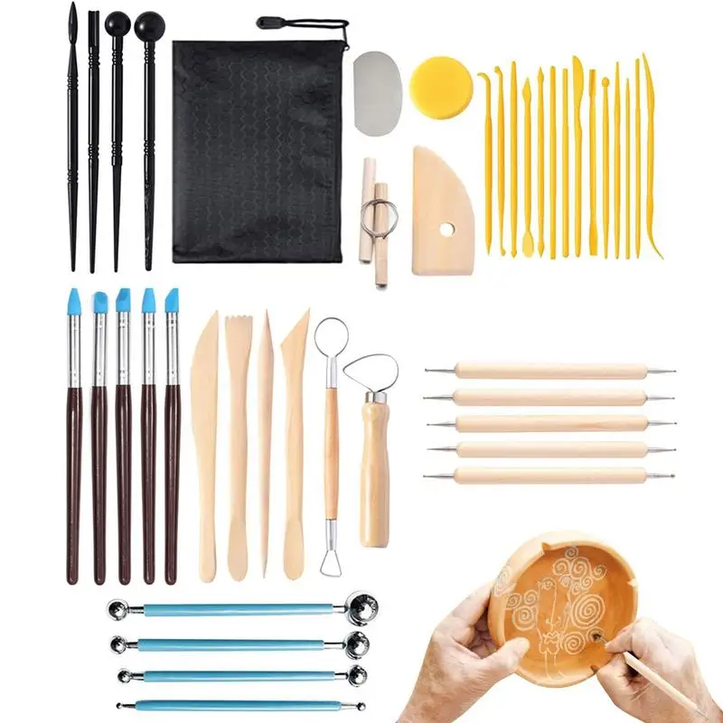 

Clay Sculpting Tools Set 42pcs DIY Ceramic Carving Tools With Tool Bag Clay Hand Tools Kit For Home School Club Pottery Shop