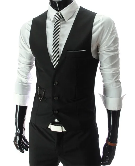 Chalecos de vestir para hombre, Chaleco Ajustado, Chaleco de traje masculino, chaleco informal sin mangas, chaqueta Formal de negocios, recién