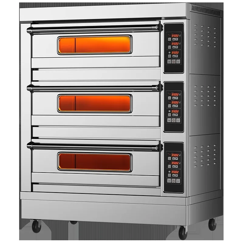 Commercial Electric Oven Three Layer Six Tray Bread Pizza Cake Flatbread Baking Intelligent Oven Precise Temperature Control