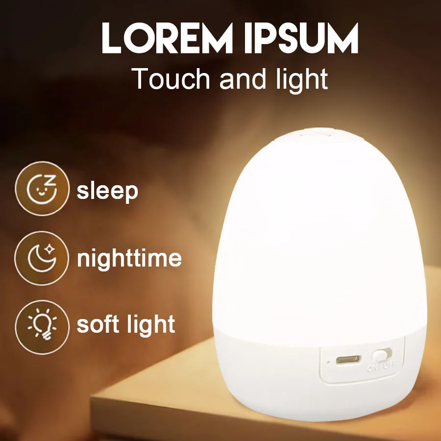 

Bedside Lamp Touch Dimming Rechargeable Table Lamp LED Night Light For Bedroom Dormitory College Student Kids Book Reading Lamp