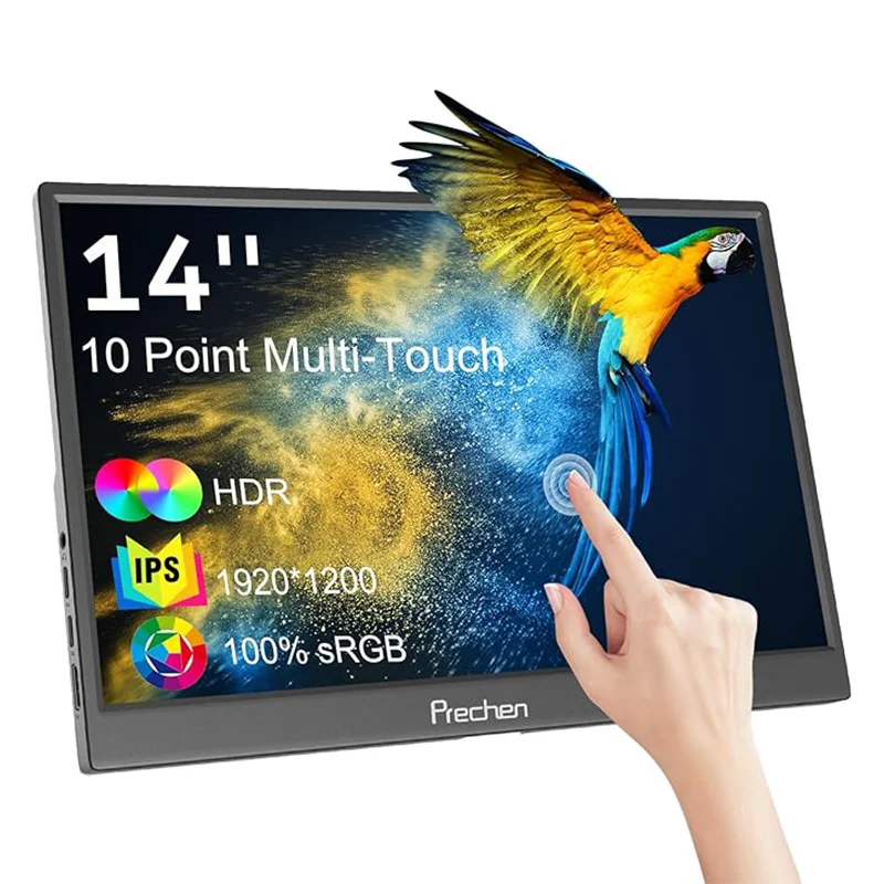 14" Touchscreen Portable Monitor - HDR, 400cd/m, 100% sRGB, IPS 1920x1200, USB-C/HDMI,  for Laptop/Phone/Mac/Xbox