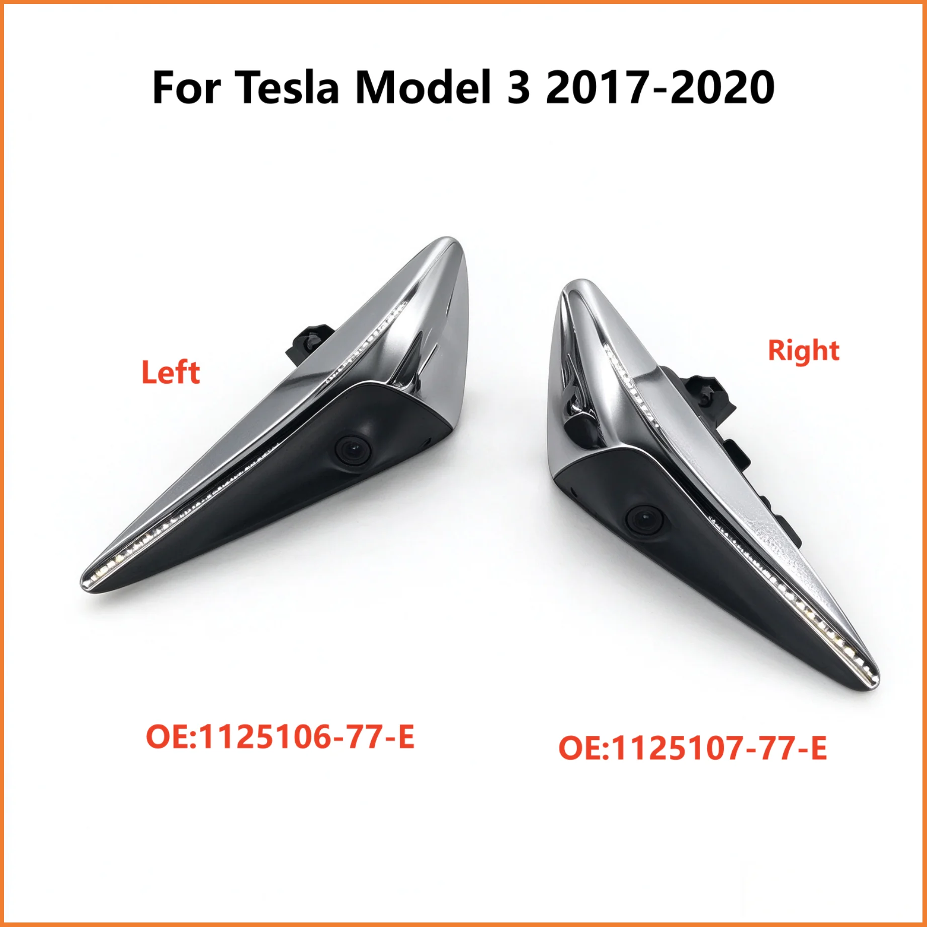 New Fender Side Repeater Camera Turn Signal Light 1 Pair Left Right For Tesla Model3 2017-2020 OEM 1125106-77-E 1125107-77-E