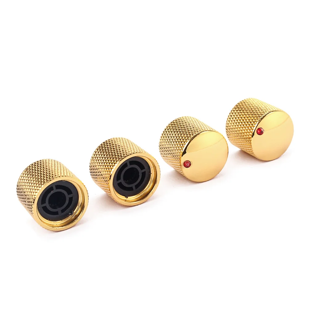 

4Pcs Golden Knobs Comfortable Grip Easy Install for Electric Guitar Volume Tone Control Replacement Guitar Knobs