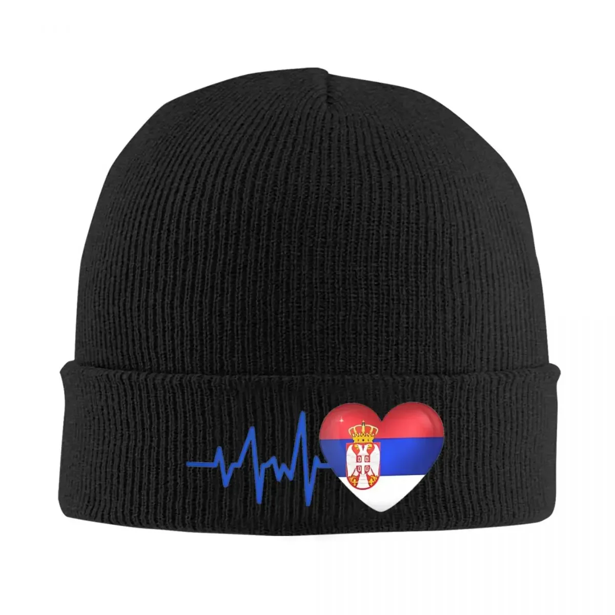 Heartbeat Serbia Flag Ecg Hat Autumn Winter Beanie Fashion Caps Female Male Acrylic Knitted Hat