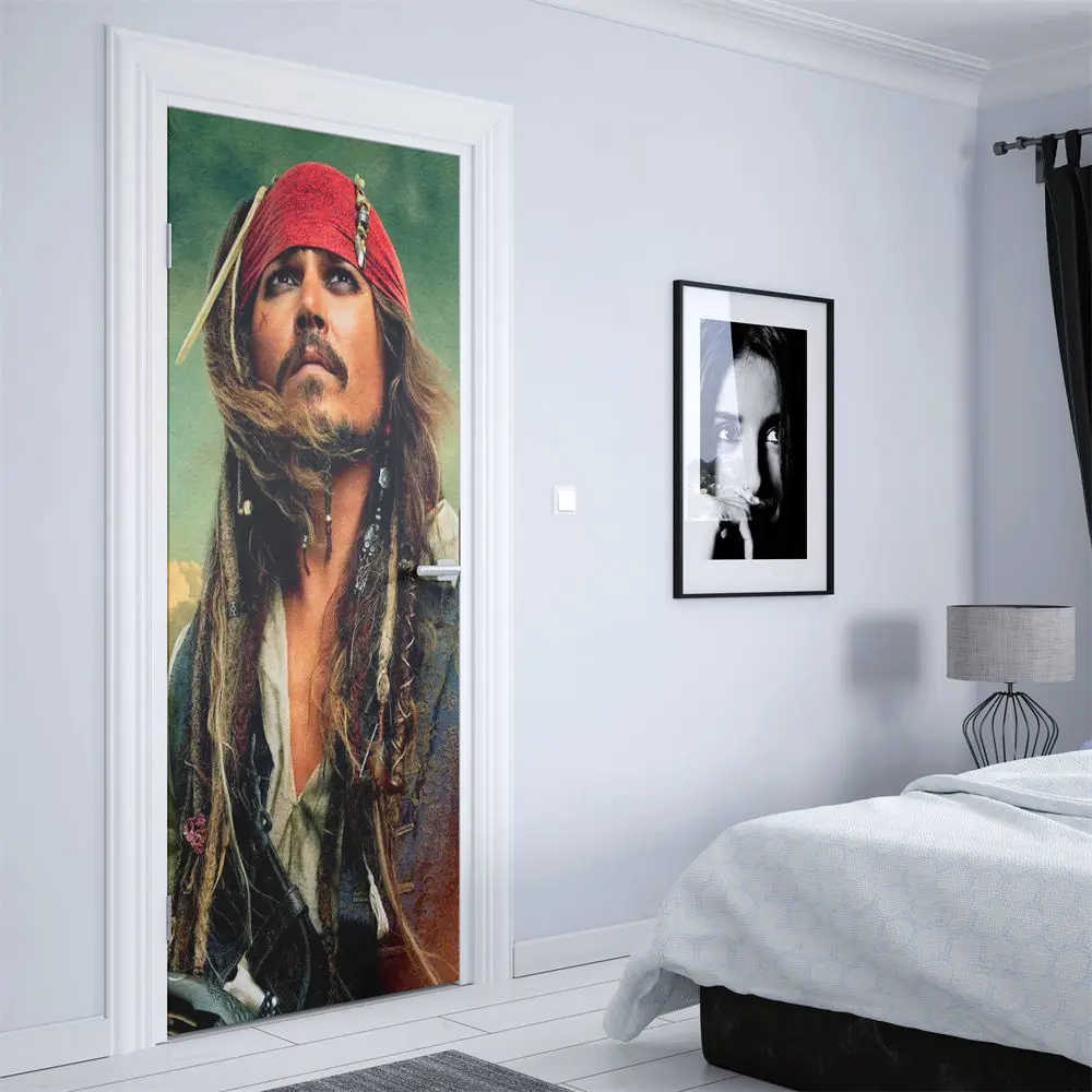 Disney classic vintage Movie Pirates of the Caribbean The Curse of the Black Pearl Door sticker Home decoration HD Wall Sticker