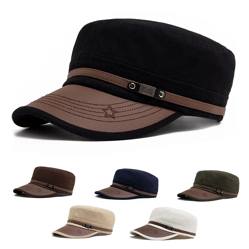 Spring Autumn Newsboy Caps Short Brim Five-Pointed Star Embroidery Baseball hats For Women Men Flat Top Ladies Casual Hat Female