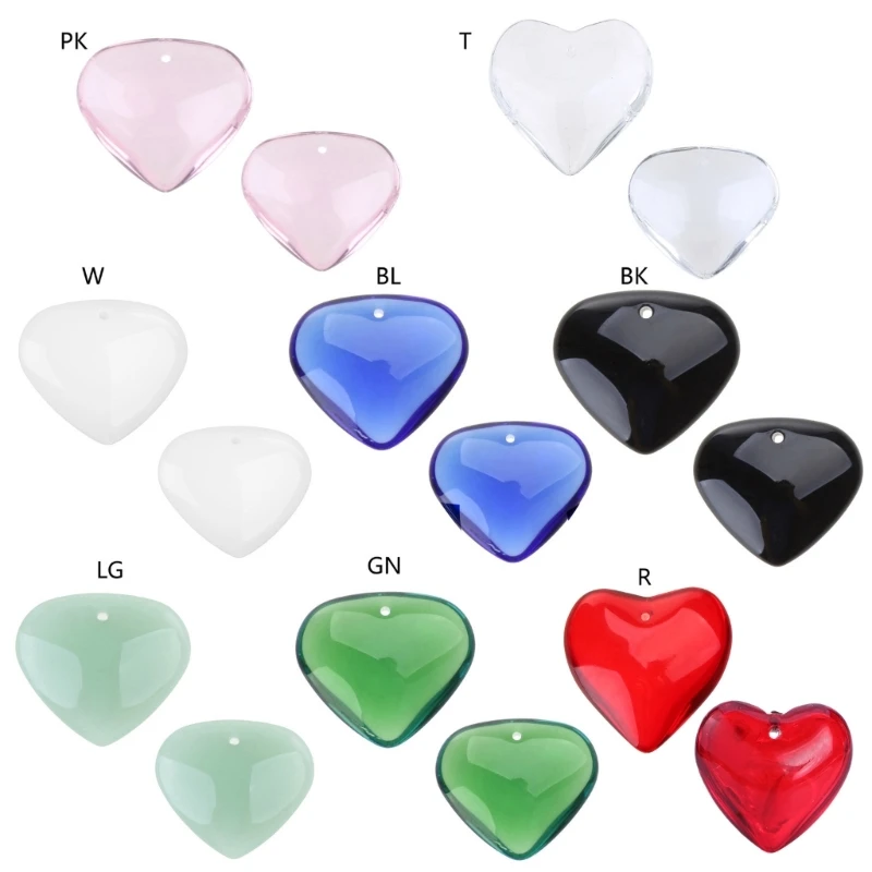 Y1UB Love Heart Shaped Pendant Crystal Glass Peach Heart Loose Beads Charm for DIY Jewelry Necklace Earrings Making