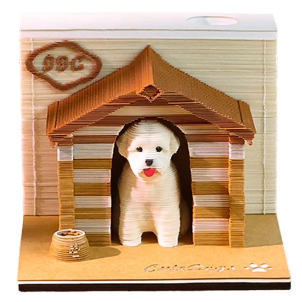 3D Dog Paper Carving Model Souvenir Tourism Scenic Area Memo Pad Convenient Sticky Notes Dala Stereoscopic Memo Notes