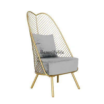 

LJYNordic single fabric sofa light luxury balcony leisure chair cafe wrought iron chair
