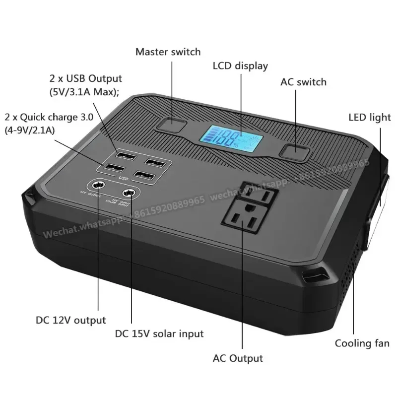 YYHC150W High Capacity Power Station Solar Charging Powered Generator For Outdoor Travel Hiking Camping Cigarette Lighter