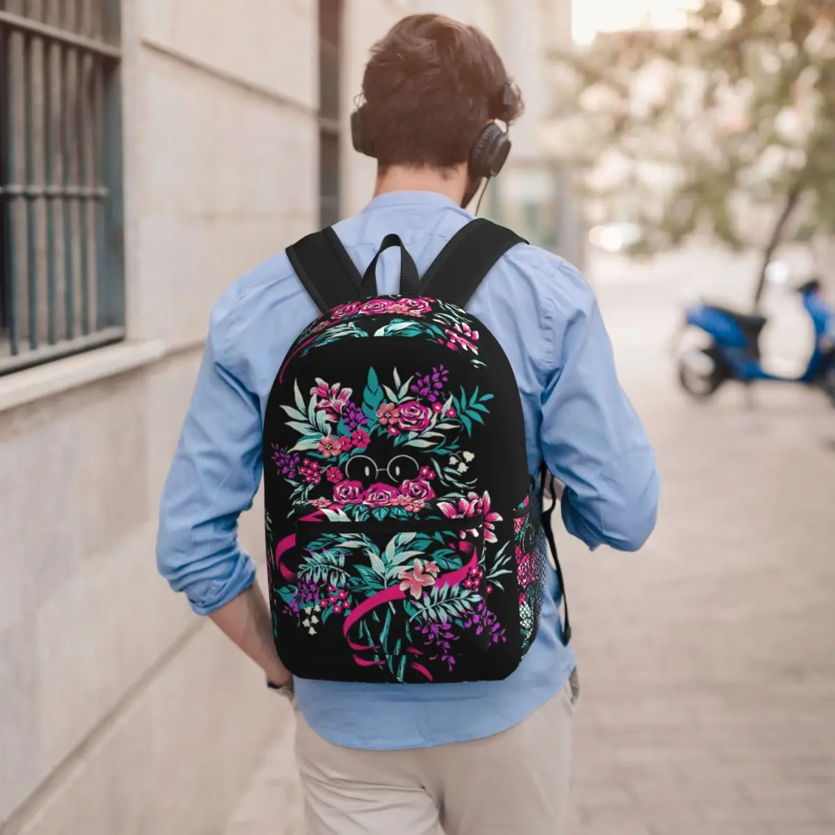 Deltarune Spamton Merch Ralsei Floral Student Backpack School Bag Hiking Travel Daypack for Men Women Bookbag Shoulder Bags