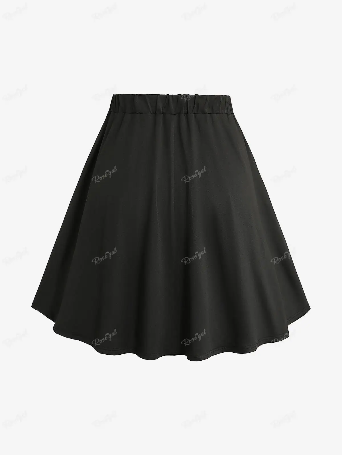 ROSEGAL Plus Size Women's Mesh Lace Up Skirts, Patchwork Tulle Hem Layered Knee-Length Skirt, Elastic Waist Black Basics Bottoms