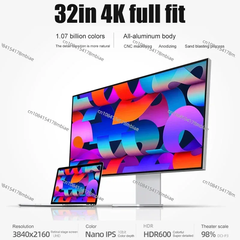 شاشة LED 32 بوصة 4K 3840*2160 HDR10 ميزة 60 هرتز USB-C لـ MAC 100 واط HDR10 شاشة لامعة نمط ثقب Kuycon P32U