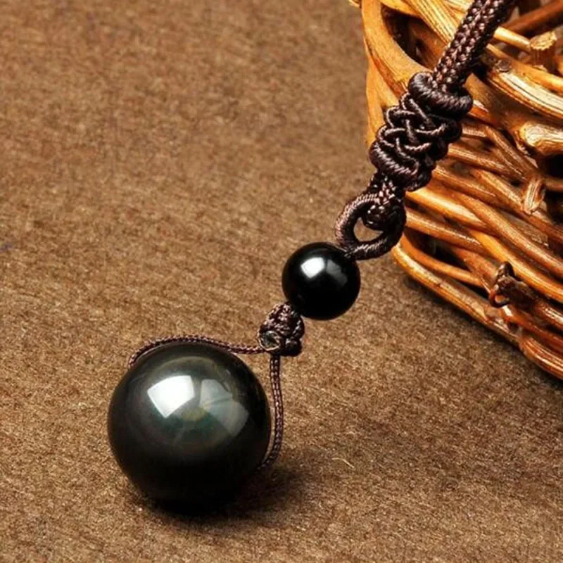 100% Natural Obsidian Transshipment beads Pendant Jewelry Men and Women's Fine Jewelry Obsidian transshipment Pendant