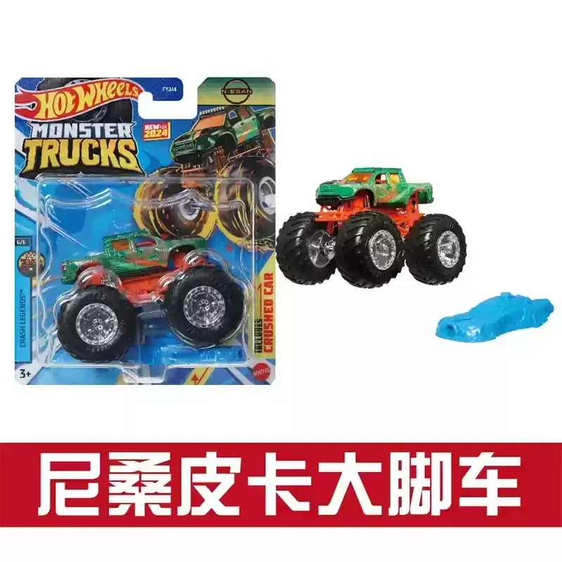 Original Hot Wheels Monster Car Crushed Trucks Big Foot Boys Toys 1/64 Diecast Mega Wrex Nissan Pickup Batman Beast Bashers Gift