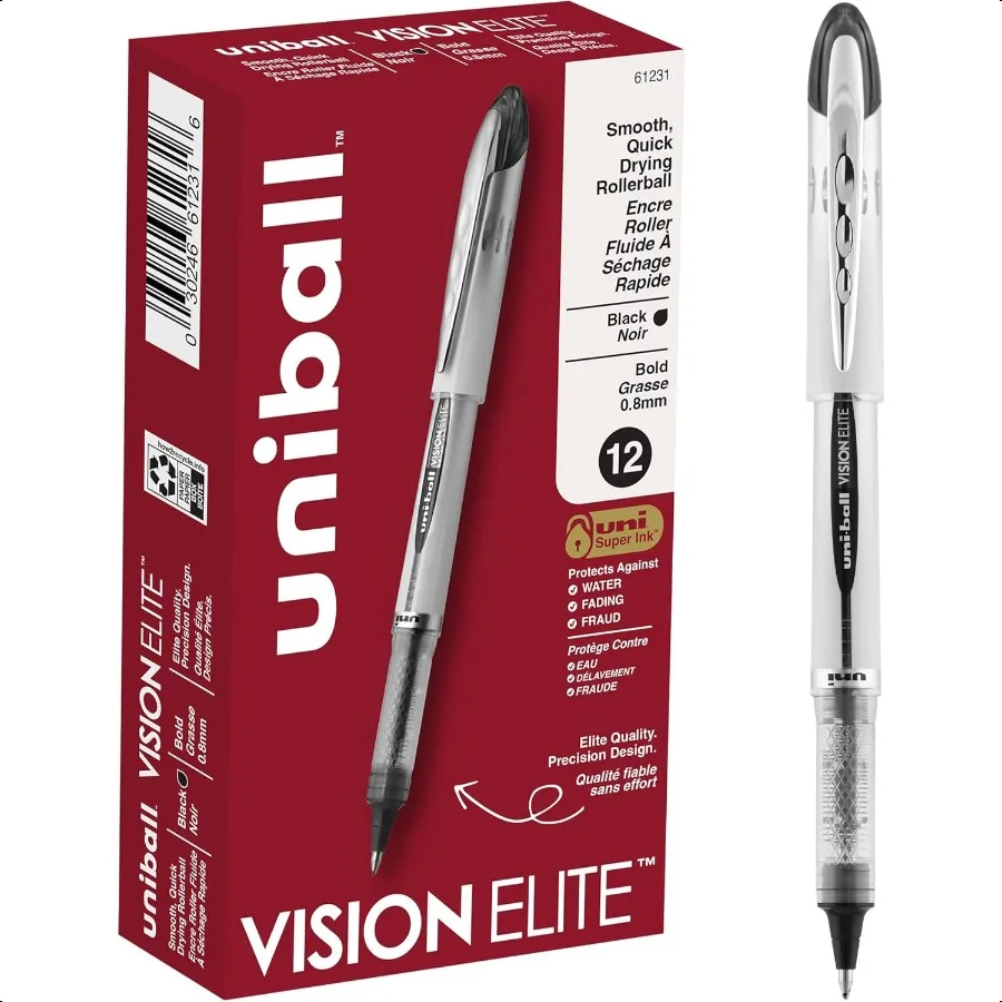 

Vision Elite Rollerball Pens Bold Point 0.8mm Black 12 Pack