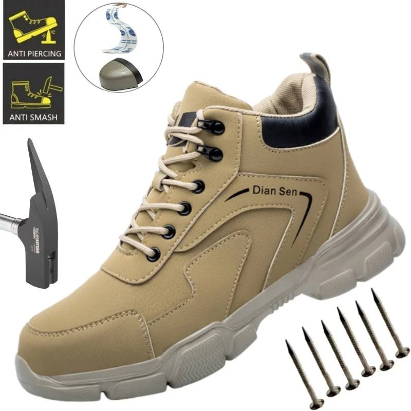 

Comfortable Work Protective Shoes Lightweight Safety Shoes Puncture-Proof Anti-smash Men Steel Toe Shoes Work Boots
