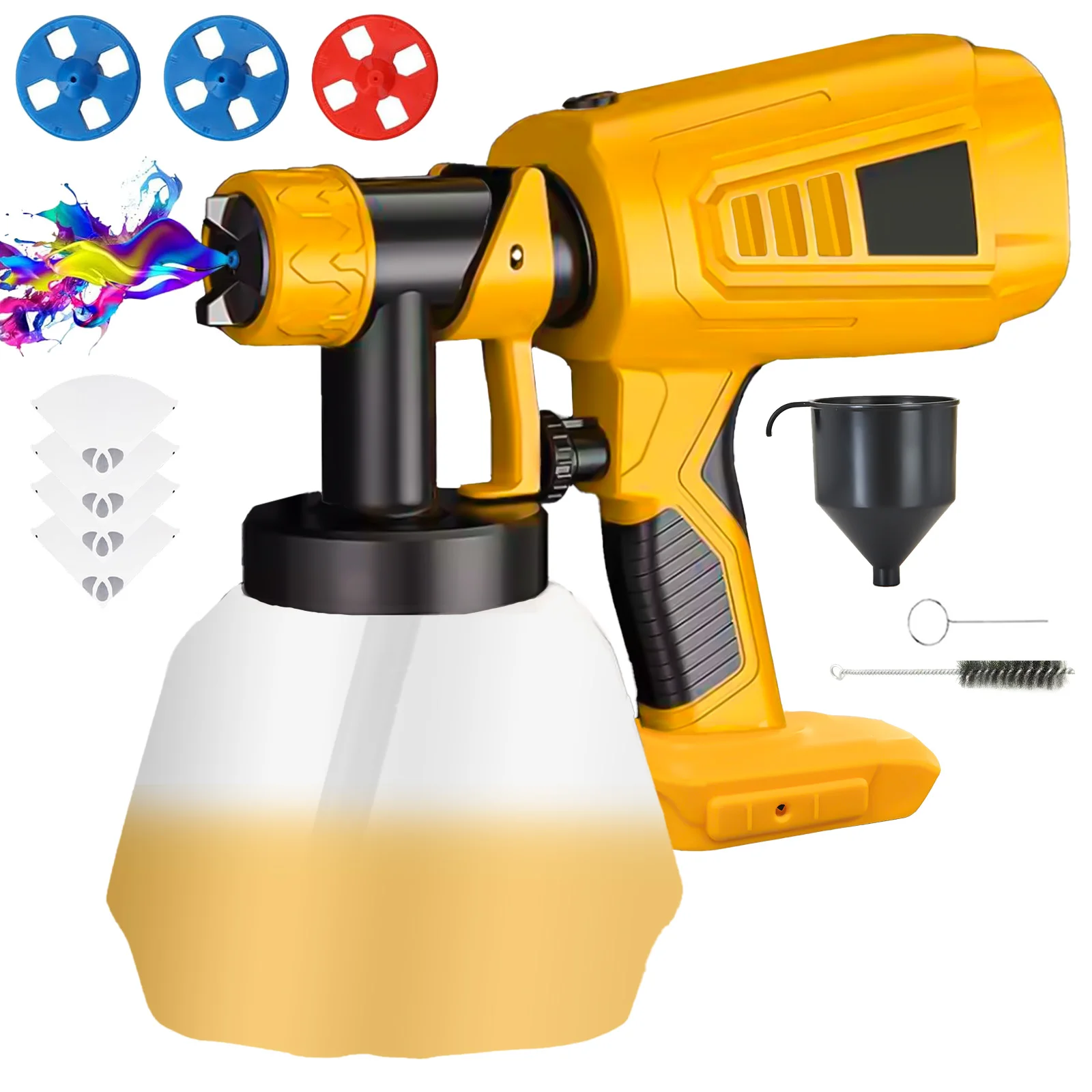 [No battery] Cordless Paint Spray Gun With 4 Nozzles + 10 ml Container for Painting Walls and Cars, for 20V Batteries