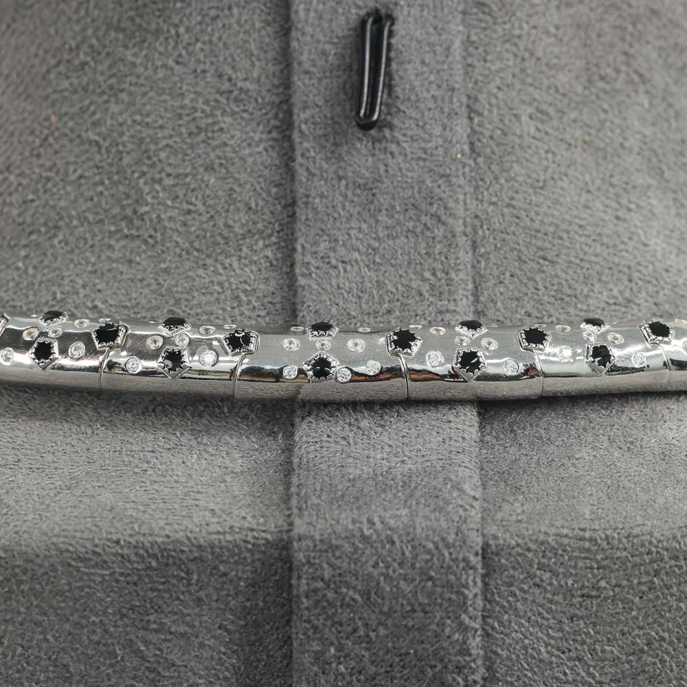 

KQDANCE 925 Sterling Silver With Zircon Stone Black Panther Print Leopard Choker Necklace Fine Jewelry For Women Party