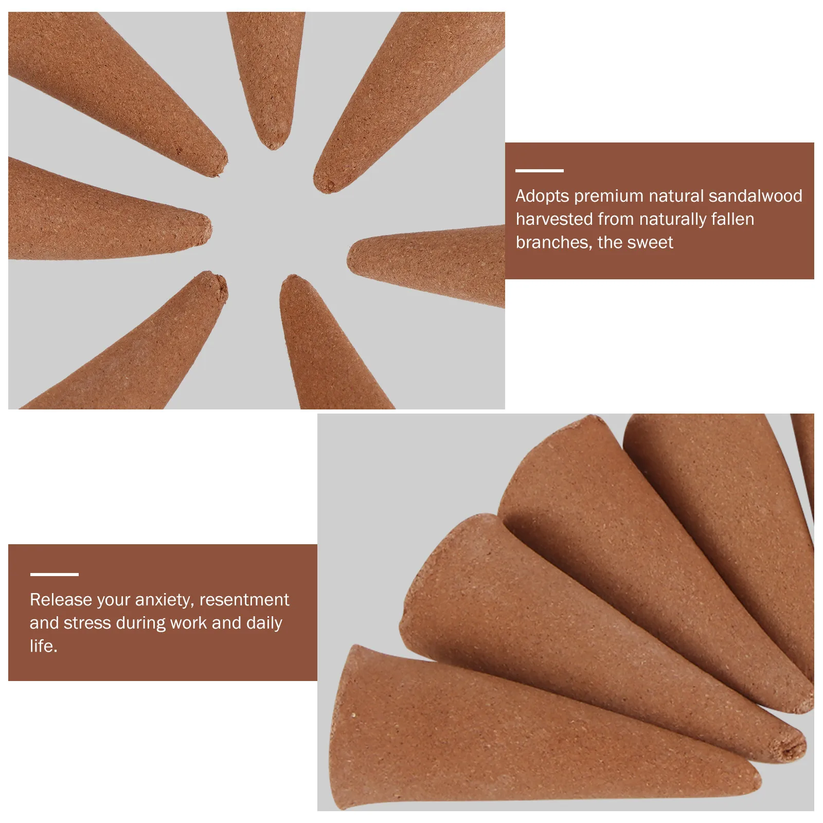 

150pcs Natural Sandalwood Incense Cones Premium Fragrant Grain For Backflow Burner Home Office Decor Meditation Aromatherapy