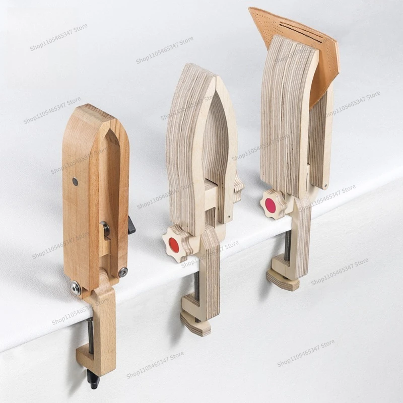 For Desktop Hand-sewn Wooden Clip, Beech/birch Board, Handmade Leather Sewing Tool