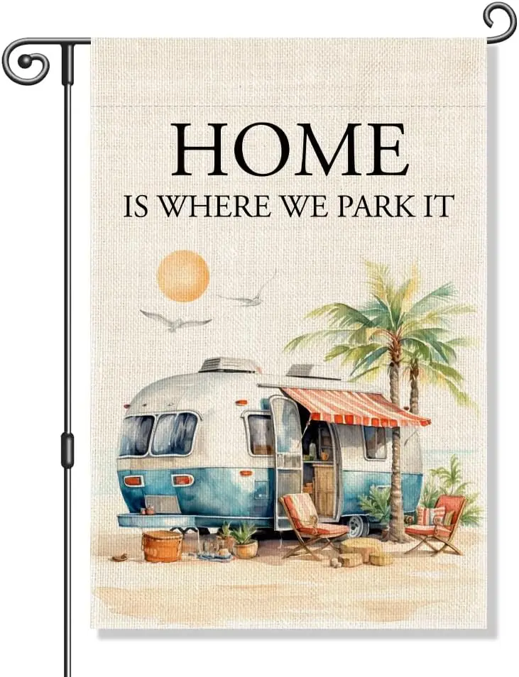 Perfectinsoy Home Is Where You Park It حديقة العلم، علم التخييم ديكور للتخييم، ترحيب ساحة البيت حديقة المنزل عطلة La LLE