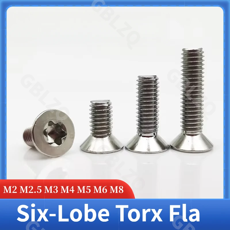 304 Stainless Steel Torx Flat Countersunk Head Security Screw M2-M8 Internal Plum Anti-Theft Bolt 10-100pcs