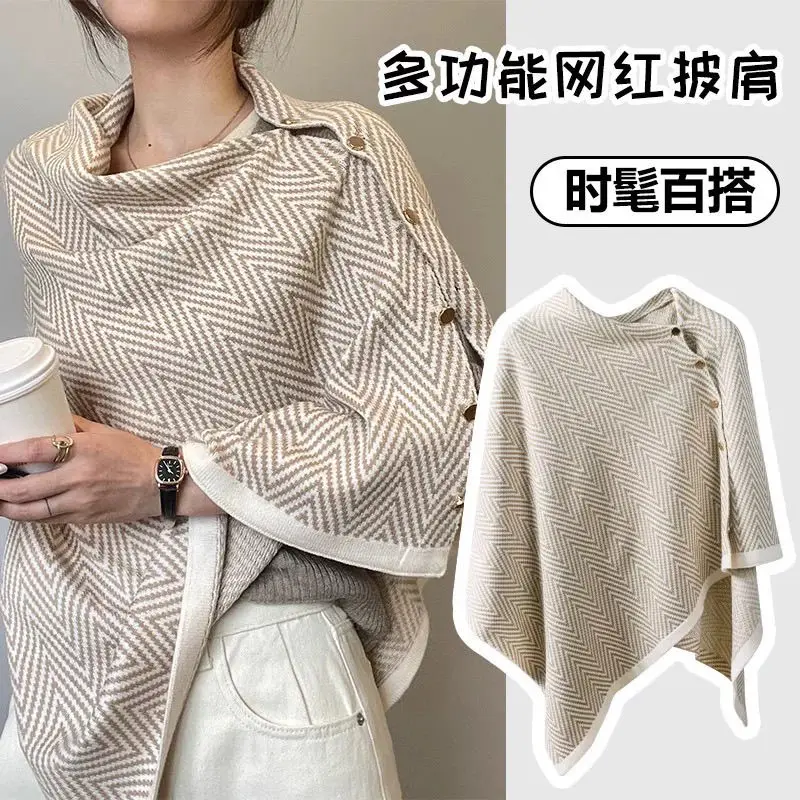 

Women Pure Wool Short Ponch Shawl Wrap Thick Ribs Knitted Accessories Cape Soft Wool Scarf Neck Warmer Cappa Coat Match Wh190