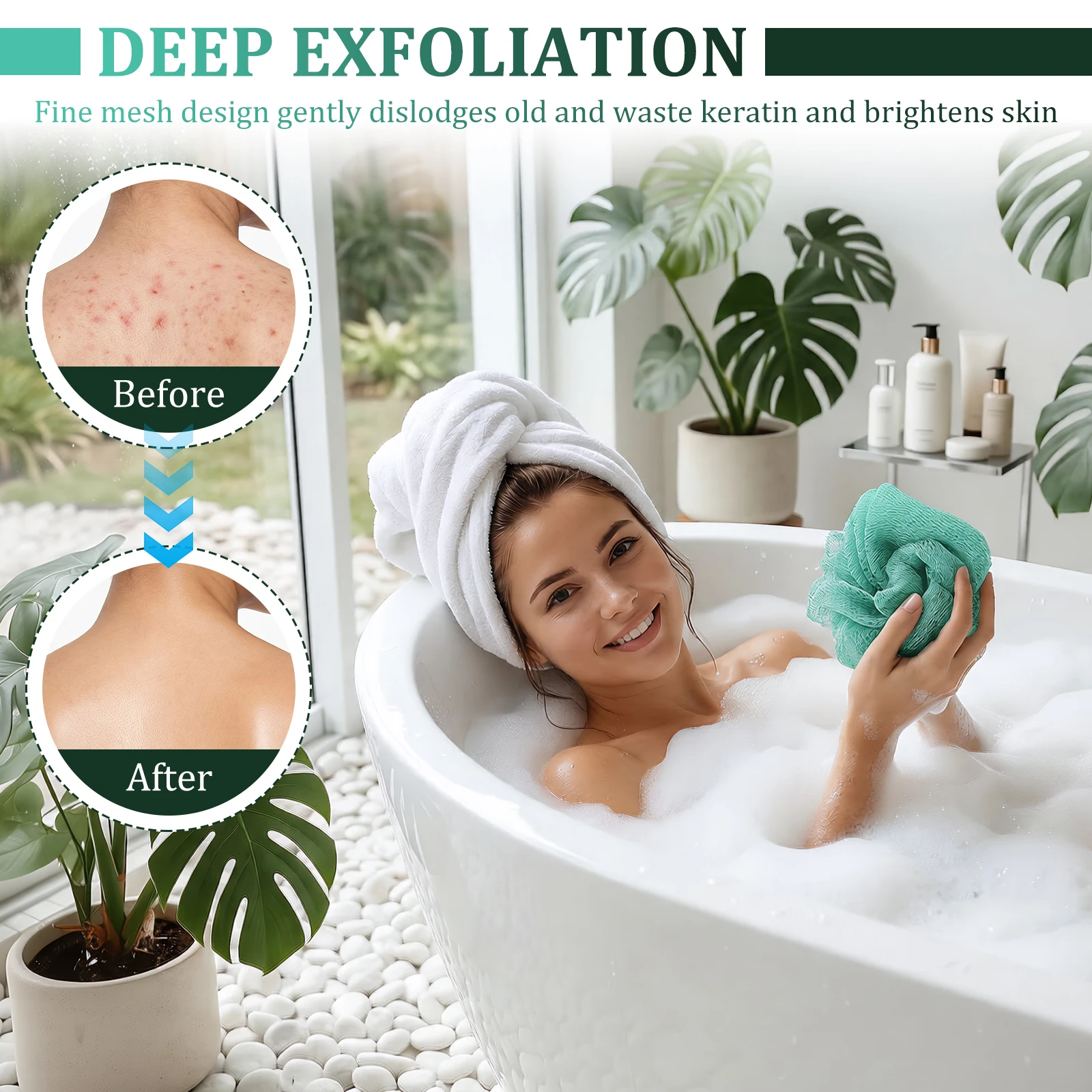 2Pcs African Net Bath Sponge Soft Skin Friendly Exfoliating Body Scrubber Fast Drying Bath Shower Sponge Bathroom Supplies view 4