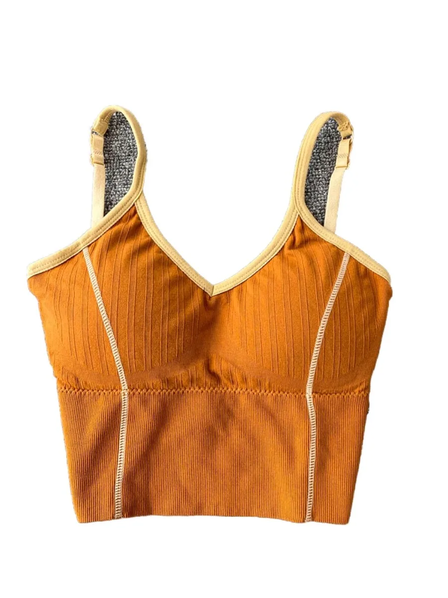 Foamlina séduisante Sexy grand licou col en v rembourré gilet femmes été mince intérieur vêtements chauds haut court mode Camis réservoirs