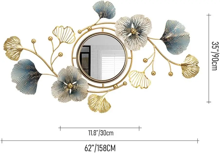 Современные декоративные настенные зеркала, дизайн из 3DM металла гинкго билоба — идеально подходят для гостиной, спальни, ванной комнаты